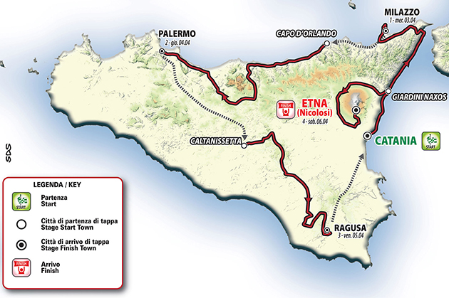 Tour of Sicily map